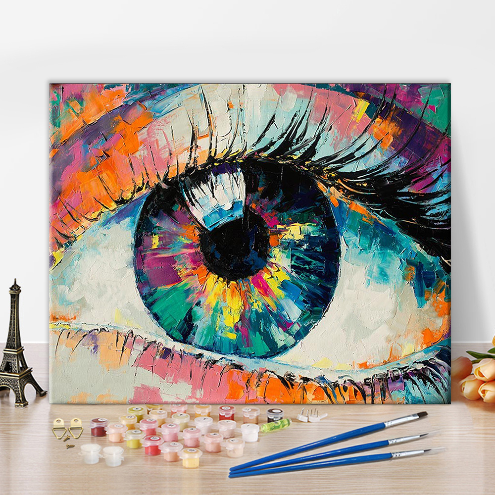 TISHIRON Paint by Numbers for Adults,16x20 inch Canvas Wall Art Colored Eye  Partial Close-up Oil Painting by Numbers Kit for Home Wall Decor  (Frameless) 